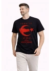 Erkek TÜRKİYE Ay Yıldız Baskılı Taraftar Forma T-Shirt - Siyah