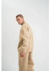 Erkek Uzun Kol Bisiklet Yaka 3 iplik Pamuklu Kışlık SweatShirt  - Bej