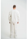 Erkek Uzun Kol Bisiklet Yaka 3 iplik Pamuklu Kışlık SweatShirt  - Beyaz