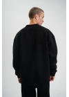 Erkek Uzun Kol Bisiklet Yaka 3 iplik Pamuklu Kışlık SweatShirt - Siyah
