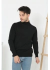 Erkek Yarım Balıkçı Yaka Triko Kazak - Siyah