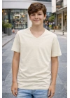 Genç Erkek Çocuk V Yaka Tişört Model - Taş