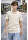 Genç Erkek Çocuk V Yaka Tişört Model - Taş