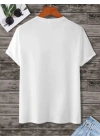 Kadın Baskılı Oversize  kısa kol T-Shirt - Beyaz