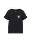 Kadın Baskılı T-Shirt Kısa Kol Bisiklet Yaka Oversize Rahat Kalıp Tişört - Siyah
