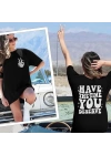 Kadın Baskılı T-Shirt Kısa Kol Bisiklet Yaka Oversize Rahat Kalıp Tişört - Siyah