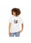 Kadın Bisiklet Yaka Baskılı  Kısa kol T-Shirt - Beyaz