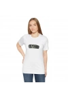 Kadın Bisiklet Yaka Baskılı  kısa kol T-Shirt - Beyaz