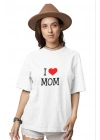 kadın Bisiklet Yaka Baskılı Oversize Kısa kol  T-Shirt - Beyaz