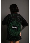 Kadın Bisiklet Yakalı Sırt Baskılı Oversize Kısa kol T-Shirt - Siyah