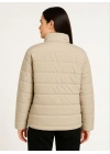 Kadın Bomber Mont Su İtici Kapitone Astarlı Fermuarlı Cepli Ceket - Bej