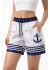 Kadın Deniz Şortu Fermuarlı Cepli File Astarlı Hızlı Kuruyan Premium - Beyaz