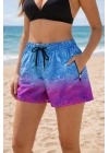 Kadın Deniz Şortu Fermuarlı Cepli File Astarlı Hızlı Kuruyan Premium - Çok Renkli