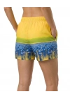 Kadın Deniz Şortu Fermuarlı Cepli File Astarlı Hızlı Kuruyan Premium - Sarı