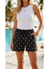 Kadın Deniz Şortu Fermuarlı Cepli File Astarlı Hızlı Kuruyan Premium - Siyah