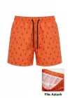 Kadın Deniz Şortu Fermuarlı Cepli File Astarlı Hızlı Kuruyan Premium - Turuncu