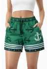 Kadın Deniz Şortu Fermuarlı Cepli File Astarlı Hızlı Kuruyan Premium - Yeşil