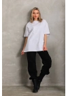 Kadın Düz  Kısa kol Penye T-shirt - Beyaz