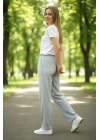 Kadın Düz Paça Beli Lastikli Eşofman Altı Pantolon - Gri
