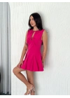 Kadın Göğüs Bağlamalı Kolsuz Mini Boy Elbise - Pembe