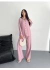 Kadın Gömlek Pantolon ikili Alt-Üst Takım - Toz Pembe