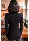Kadın Kaşkorse Boğazlı Full Likralı Fitilli Body Kazak - Siyah