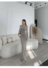 Kadın Kolsuz Uzun Likralı Elbise - Gri