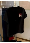 Kadın Ön ve Arka Baskılı T-Shirt Kısa Kol Bisiklet Yaka Regular Fit Tişört - Siyah