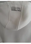 Kadın Oversize Kapüşonlu Cepli Baskılı 3 İplik Pamuklu Hoodie Sweatshirt - Beyaz
