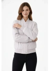 Kadın Premium Bomber Ceket Çıtçıt Kapamalı, Astarlı, Regular Fit Mont - Beyaz