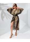 Kadın Rahat Kesim Şifon Kimono - Leopar
