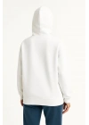 Kadın Samuray Ninja Çift Kapüşonlu Maske Detaylı 3 İplik Hoodie - Beyaz