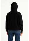 Kadın Samuray Ninja Çift Kapüşonlu Maske Detaylı 3 İplik Hoodie - Siyah
