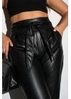 Kadın Tam Kalıp Süni Derİ Pantolon - Siyah