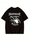 Kadın Tişört Örümcek Baskılı Bisiklet Yaka T-shirt - Siyah