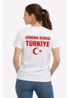 Kadın TÜRKİYE Ay Yıldız Baskılı Taraftar Forma T-Shirt - Beyaz