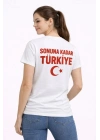 Kadın TÜRKİYE Ay Yıldız Baskılı Taraftar Forma T-Shirt - Beyaz