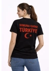 Kadın TÜRKİYE Ay Yıldız Baskılı Taraftar Forma T-Shirt - Siyah