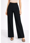 Kadın Yüksek Bel Palazzo Pantolon Çima Dikişli Bol Paça - Siyah