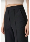 Kadın Yüksek Bel Palazzo Pantolon Çima Dikişli Bol Paça - Siyah