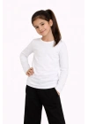 Kız Çocuk Basic Uzun Kollu Tişört Okul Günlük Rahat T-Shirt - Beyaz
