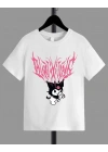 Kız Çocuk Bisiklet Yaka Baskılı T-Shirt - Beyaz