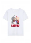 Kız Labubu Çocuk Baskılı T-Shirt - Beyaz