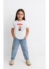 Kız Labubu Çocuk Baskılı T-Shirt - Beyaz