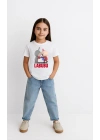 Kız Labubu Çocuk Baskılı T-Shirt - Beyaz
