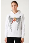 Metallica İki İplik Kapüşonlu Ön ve Arka Baskılı hoodie - Beyaz