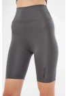 Yüksek Bel Biker Sporcu Şort - Füme
