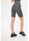 Yüksek Bel Biker Sporcu Şort - Füme
