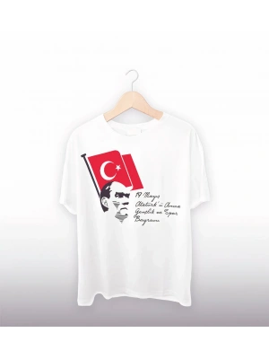 19 Mayıs Baskılı T-shirt - Beyaz