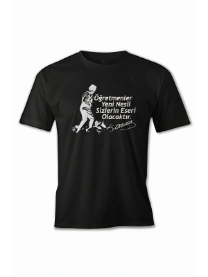 24 Kasım Öğretmenler Baskılı T-shirt - Siyah